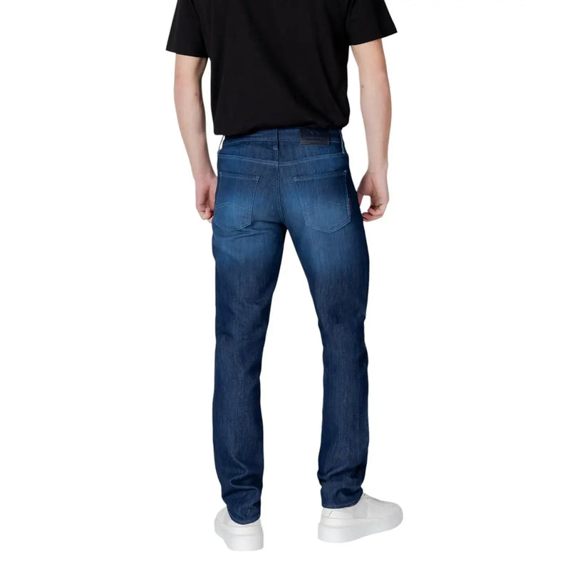 Dark blue Armani Exchange men jeans slim fit with subtle thigh fading made of cotton stretch fabric