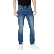 Armani Exchange Herrenjeans, blau, aus Stretch-Baumwolle, schmale Passform mit dezenter Waschung und klassischem Fünf-Taschen-Design