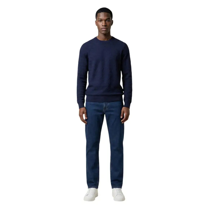 Armani Exchange Herren-Strickwaren: Marineblauer Langarm-Rundhalspullover, perfekt für Freizeit und formelle Anlässe