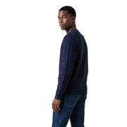 Armani exchange Herrenstrickwaren, marineblauer, rautenförmig gemusterter Langarm-Rundhalspullover aus Strickgewebe