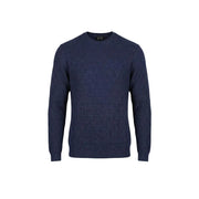 Armani Exchange men knitwear navy blue crew neck sweater with subtle diamond pattern long sleeve design
