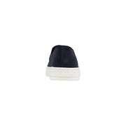 Marineblaues Wildleder Armani Exchange Herren-Ledermokassin-Sneaker zum Hineinschlüpfen mit dicker weißer Gummisohle, Größe 11