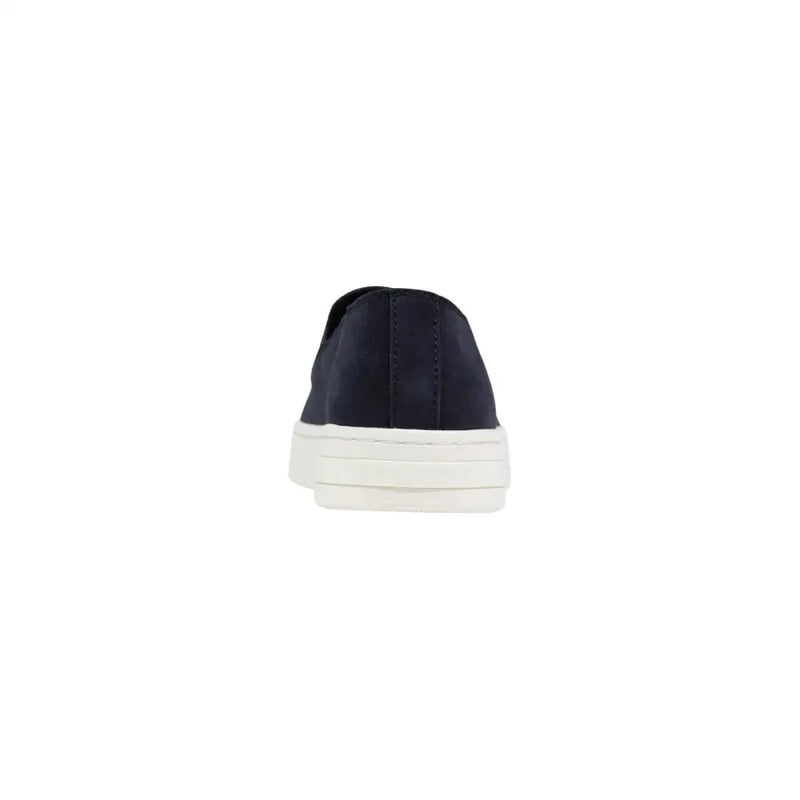 Marineblaues Wildleder Armani Exchange Herren-Ledermokassin-Sneaker zum Hineinschlüpfen mit dicker weißer Gummisohle, Größe 11