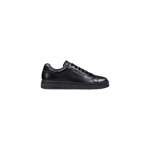 Armani Exchange Herren-Ledersneaker, schwarz, niedrigtop mit elegantem, minimalistischem Design und dezentem Seitenbranding