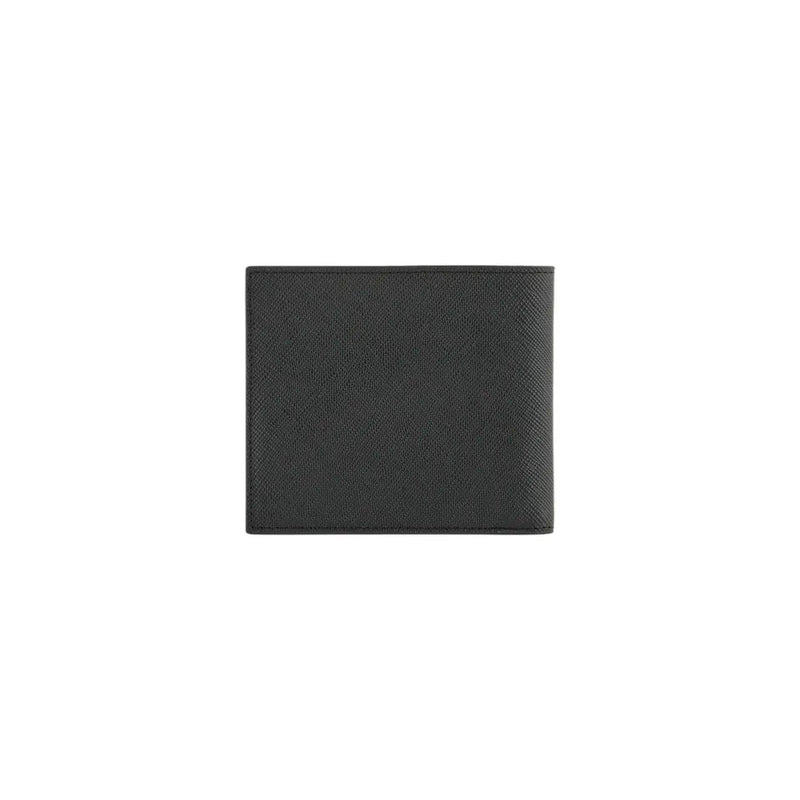 Armani exchange men leather wallet black with subtle grainy textured surface measuring 11x9cm