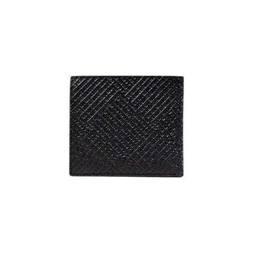 Black textured leather wallet with multiple compartments from Armani Exchange Men collection
