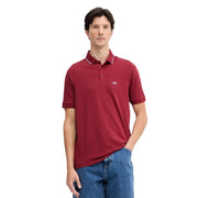 Armani Exchange Herren-Polohemd aus brauner Baumwolle mit kurzen Ärmeln, weißem Besatz und gesticktem Logo auf der linken Brust.