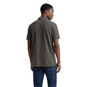Armani Exchange Herren-Polohemd aus brauner Baumwolle mit kurzen Ärmeln in Dunkelolivgrün und weißem Kragenbesatz