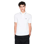 Armani Exchange Herren-Polohemd aus brauner Baumwolle mit kurzen Ärmeln, weißen Details, schwarzem Besatz und gesticktem Logo auf der Brust