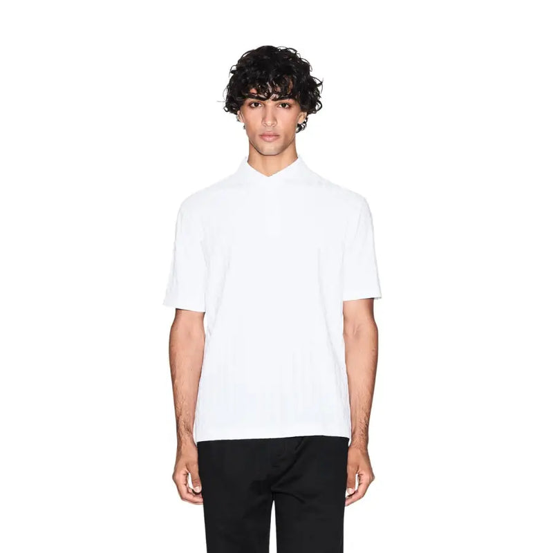 Armani Exchange Weißes Herren-Polohemd mit kurzen Ärmeln und Kragen aus 100 % Baumwolle für die Freizeit.
