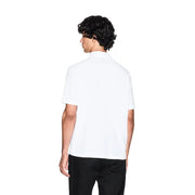 Armani Exchange Weißes Herren-Polohemd mit kurzen Ärmeln aus 100 % Baumwolle und klassischem Kragen, Vorderansicht