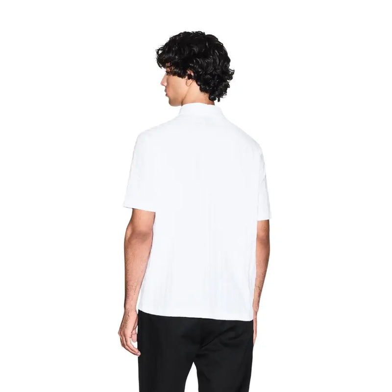 Armani Exchange Weißes Herren-Polohemd mit kurzen Ärmeln aus 100 % Baumwolle und klassischem Kragen, Vorderansicht