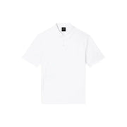 Armani Exchange Weißes Herren-Polohemd mit kurzen Ärmeln aus 100 % Baumwolle, klassischem Kragen und dezentem Markenlabel am Halsausschnitt.