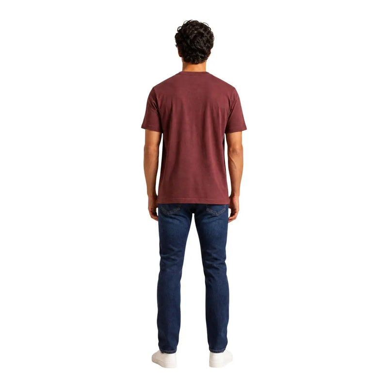 Armani Exchange Rotes Herren-T-Shirt aus Baumwolle mit kurzen Ärmeln und schlichtem Rundhalsausschnitt