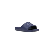 Marineblau armani exchange Herren-Gummisandalen zum Hineinschlüpfen mit weißem Logo-Branding und blauem Logo-Print xm002744