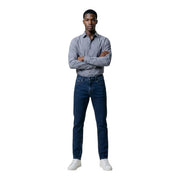 Dark blue denim jeans with classic straight-leg cut and subtle fading at the knees by armani exchange
