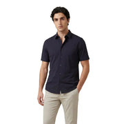 Marineblaues, kurzärmeliges Button-Down-Hemd für Herren von Armani Exchange mit einer klassischen, taillierten Passform