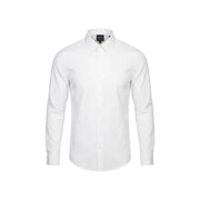 Armani Exchange Weißes Herrenhemd mit langen Ärmeln, Knopfleiste, klassischem Kragen und taillierter Passform