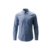 Armani Exchange Herrenhemd, marineblau-weiß gestreift, langärmelig, mit Knopfleiste und klassischem Kragen