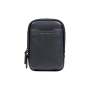Armani Exchange Schwarze Herren-Schultertasche aus strukturiertem Leder mit dezentem, geprägtem Logo und Polyesterdetails