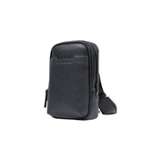 Armani Exchange Schwarze Herren-Schultertasche aus strukturiertem Leder, Crossbody-Modell mit elegantem, minimalistischem Design und verstellbarem Riemen