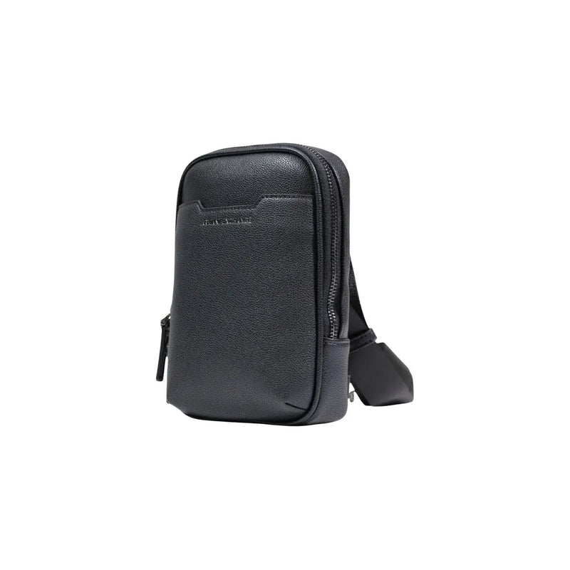Armani Exchange Schwarze Herren-Schultertasche aus strukturiertem Leder, Crossbody-Modell mit elegantem, minimalistischem Design und verstellbarem Riemen