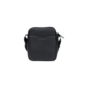 Armani Exchange Schwarze Herren-Schultertasche aus strukturiertem Leder mit dezentem Logo auf der Vorderseite und Polyesterdetails.