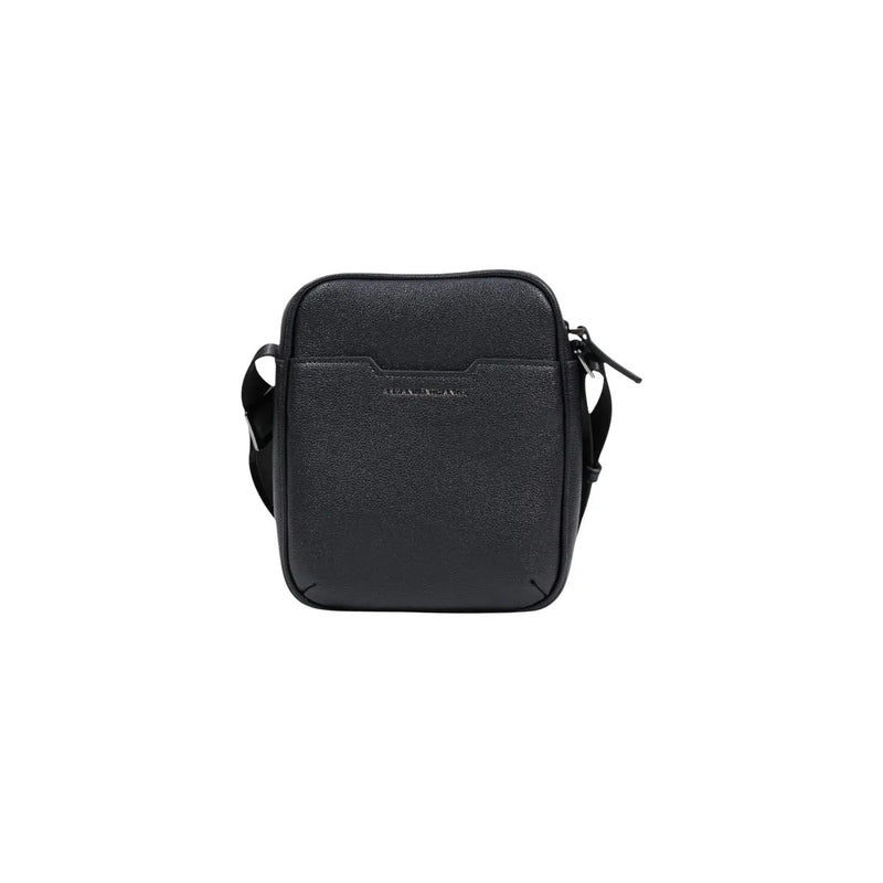 Armani Exchange Schwarze Herren-Schultertasche aus strukturiertem Leder mit dezentem Logo auf der Vorderseite und Polyesterdetails.