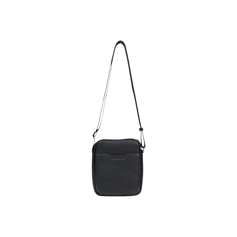 Armani Exchange Schwarze Herren-Schultertasche aus genarbtem Leder mit elegantem, minimalistischem Design und verstellbarem Schultergurt