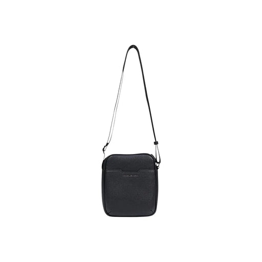 Armani Exchange Schwarze Herren-Schultertasche aus genarbtem Leder mit elegantem, minimalistischem Design und verstellbarem Schultergurt