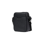 Armani Exchange Schwarze Herren-Schultertasche aus Polyester mit schwarzem, strukturiertem Lederdesign und verstellbarem Schultergurt