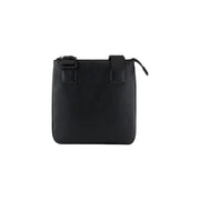 Armani Exchange Schwarze Herren-Schultertasche aus genarbtem Leder, Crossbody-Bag mit Reißverschluss und verstellbarem Riemen, 21 x 22 x 3 cm