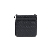 Armani Exchange Schwarze Herren-Schultertasche aus gestepptem Leder, Crossbody-Tasche mit dezenter Webstruktur und geprägtem Logo, Polyester