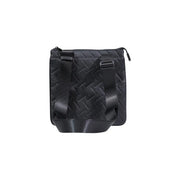 Armani Exchange Schwarze Herren-Schultertasche aus gewebtem Leder, Crossbody-Modell mit elegantem Strukturmuster und verstellbarem Riemen