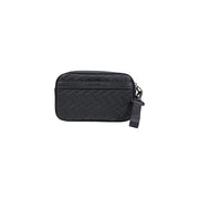 Armani Exchange Schwarze Herren-Schultertasche aus Polyester mit gesteppter Handgelenkschlaufe in Webstruktur und Reißverschluss