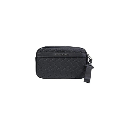 Armani Exchange Schwarze Herren-Schultertasche aus Polyester mit gesteppter Handgelenkschlaufe in Webstruktur und Reißverschluss