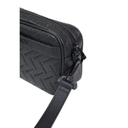 Armani Exchange Schwarze Herren-Schultertasche aus gestepptem Leder mit Fischgrätmuster und verstellbarem Riemen