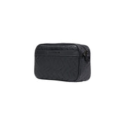 Armani Exchange Schwarze Herren-Schultertasche aus Polyester, 24 x 15 x 8 cm, mit schwarzer, strukturierter Leder-Kulturtasche im Fischgrätmuster und geprägtem Markenlogo.