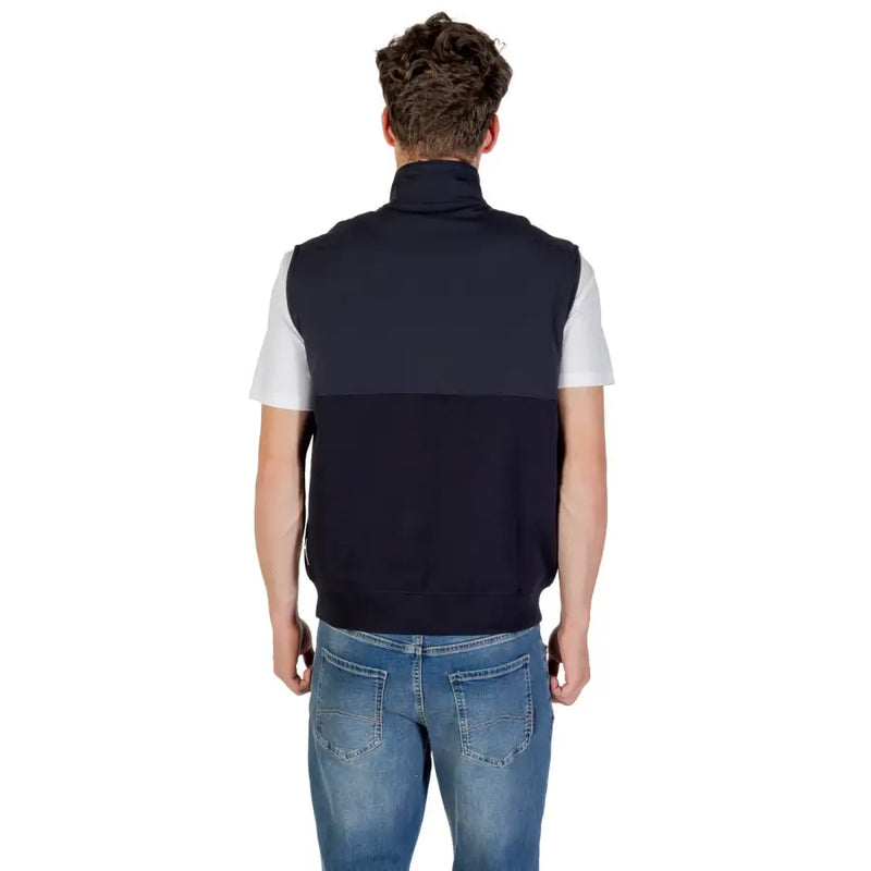 Zweifarbige Fleeceweste in Marineblau und Weiß mit hohem Kragen von Armani Exchange aus Baumwolle für Männer