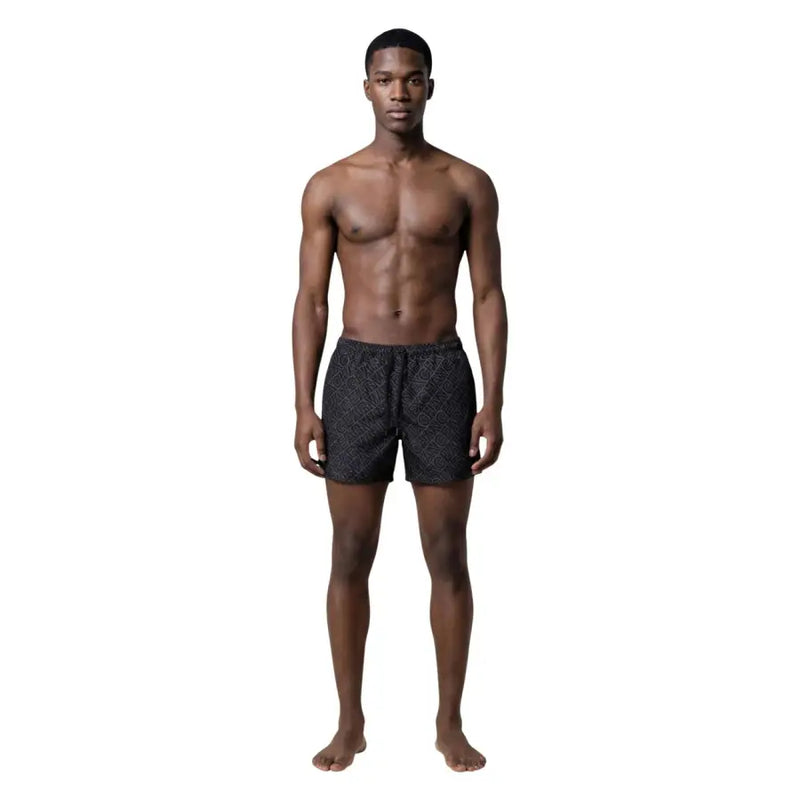 Armani Exchange Schwarze Herren-Badehose aus Polyester mit dezentem geometrischem Muster für lässige Strandbekleidung