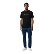 Armani Exchange Schwarzes Herren-T-Shirt aus Baumwolle mit Rundhalsausschnitt und kurzen Ärmeln sowie weißem Logo auf der Brust