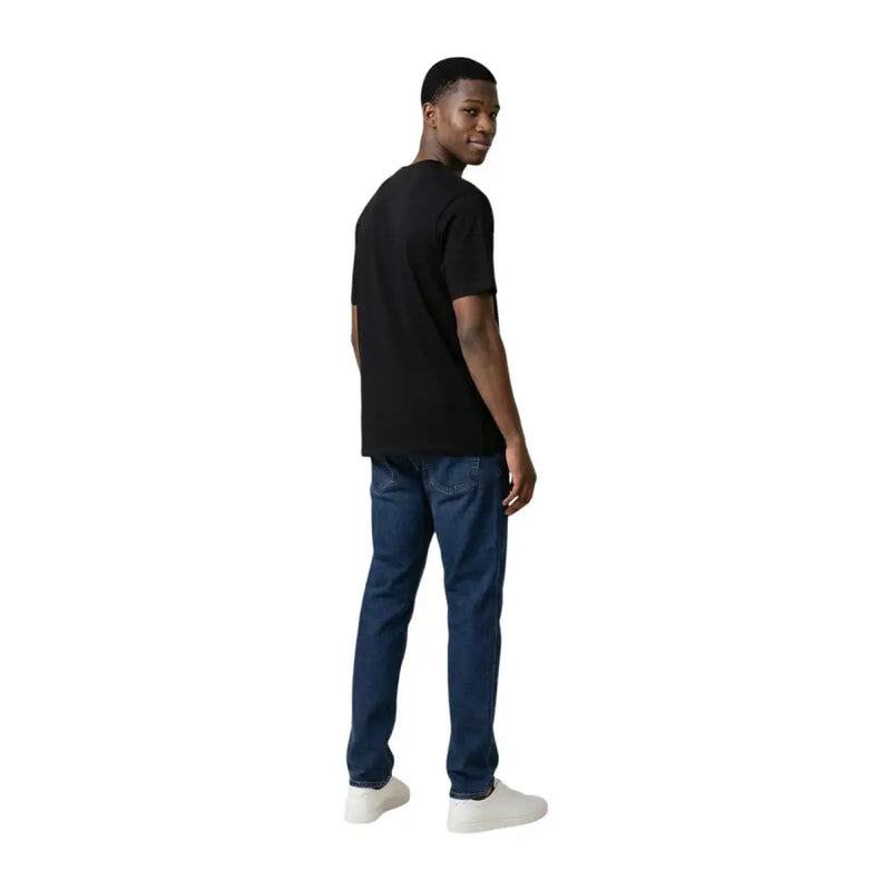 Armani Exchange Schwarzes Herren-T-Shirt aus Baumwolle mit kurzen Ärmeln, schlichtem Rundhalsausschnitt im klassischen Stil