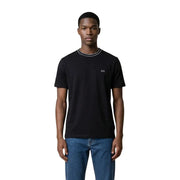 Armani Exchange Herren Kurzarmhemd schwarz t-shirt mit weißem Kragenbesatz und kleinem, auf der Brust aufgesticktem Logo