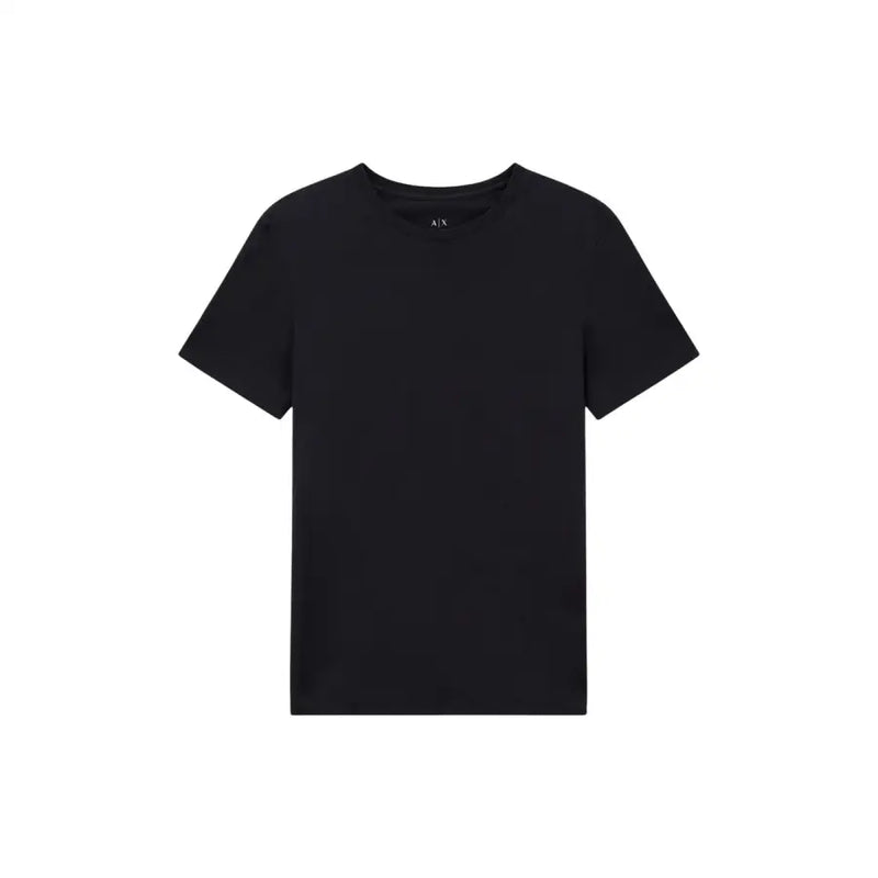 Armani Exchange Männer t-shirt Schwarzes Kurzarmhemd aus Baumwolle mit dezentem Axt-Logo am Halsausschnitt