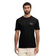 Armani Exchange Männer t-shirt Schwarzes Kurzarmhemd mit dezentem weißen Logo-Patch auf der linken Brust