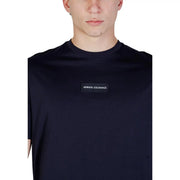 Black armani exchange men t-shirt featuring a rectangular logo patch on the chest in soft cotton fabric