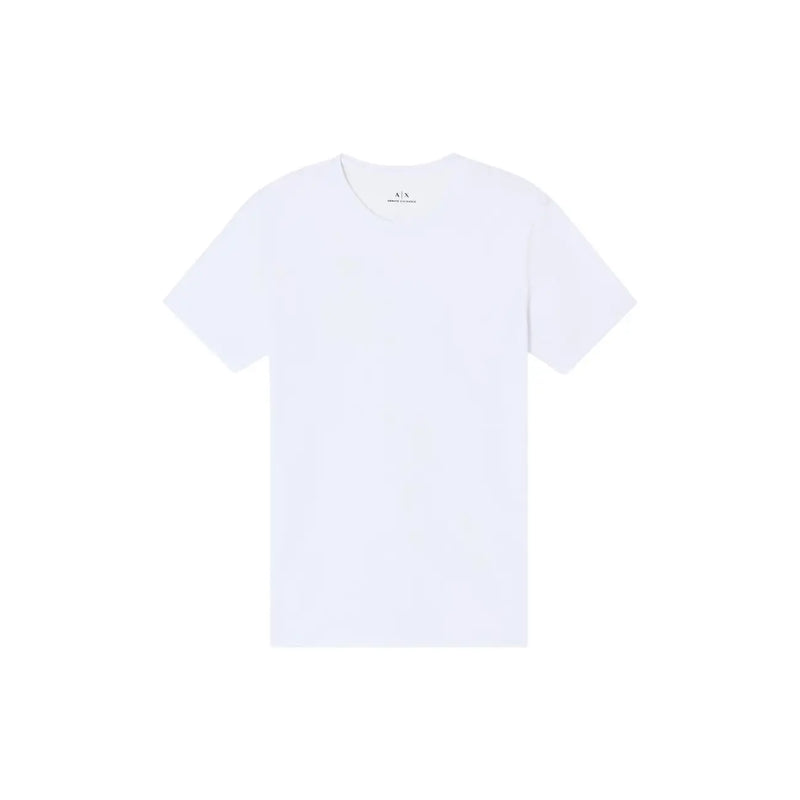 Armani Exchange men white cotton t-shirt with a crew neck and short sleeves featuring an a slash x logo embroidery