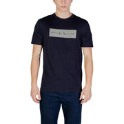 Schwarzes Kurzarmhemd Armani Exchange Männer t-shirt mit einem rechteckigen geprägten Silber armani exchange Logo auf der Vorderseite