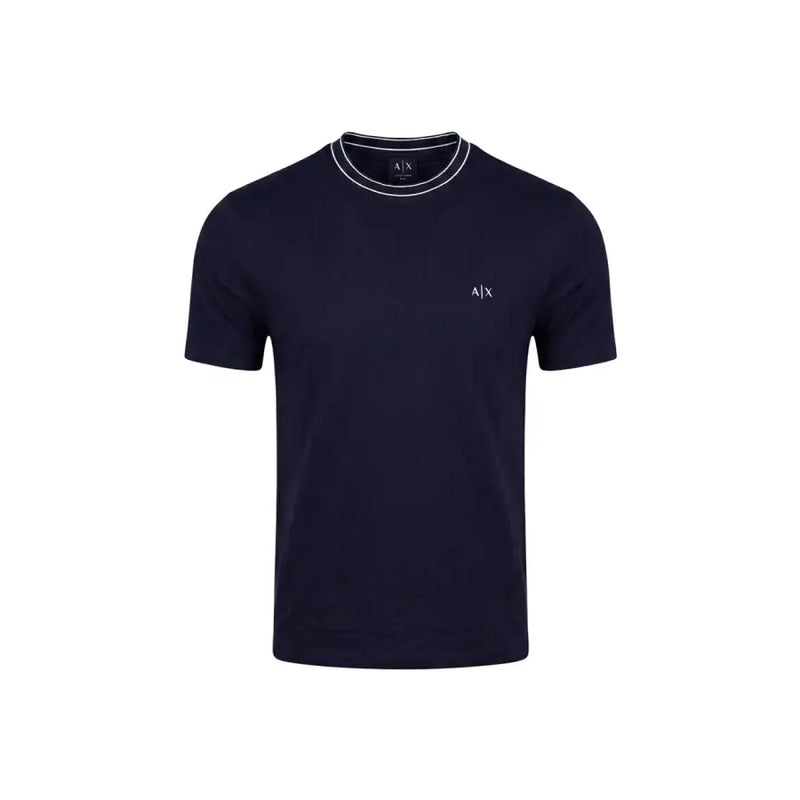 Marineblau Armani Exchange Männer t-shirt mit weißem Besatz und dezenter Logostickerei aus einem Baumwollmischgewebe