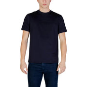 Armani Exchange Herren schwarzer Rundhals-Sweatshirt t-shirt mit dezentem, geprägtem Markenlogo aus Baumwollmaterial auf der Brust